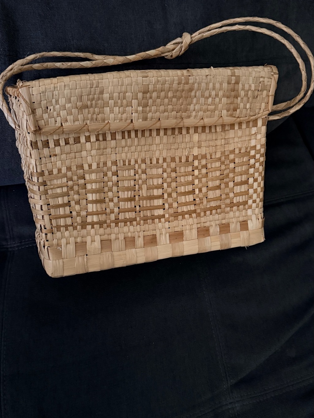 Woven Natural Straw Crossbody Bag - Neutral